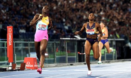Melissa Jefferson-Wooden Puncaki Podium 100 Meter Putri